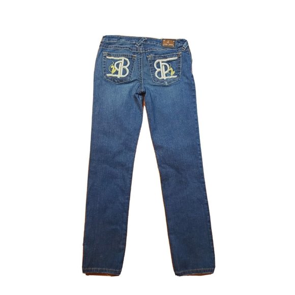 Baby Phat Straight Leg Jeans Womens Juniors 9 X 29 Blue Low Rise Embroidered BP - Picture 1 of 6